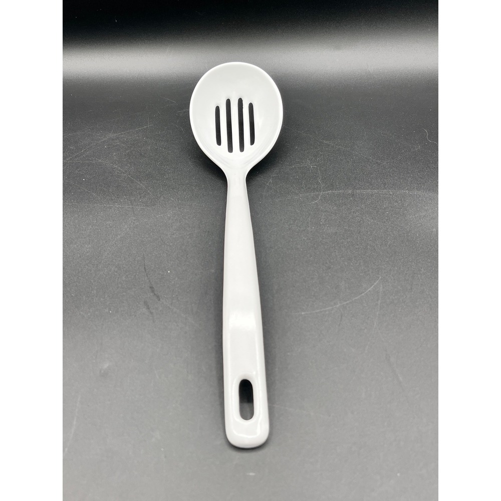 Ekco Vtg White Melamine Slotted Spoon Kitchen Serving Utensil 11.5" Strainer